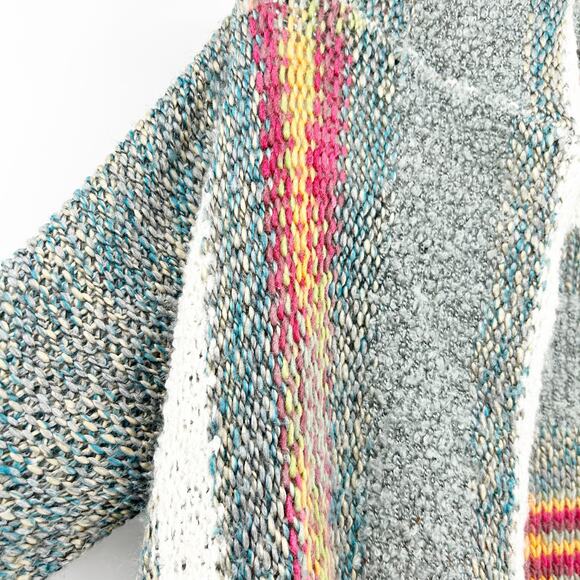 Lovestitch Fall Lagenlook Striped Open Front‎ Wool Blend Knit Cardigan Size S - Picture 2 of 7
